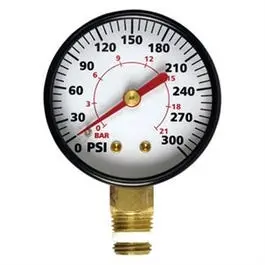 0–300 PSI Compressor Pressure Gauge – 1/4-Inch MNPT Lower Mount