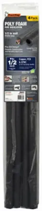 0.625-Inch Diameter x 0.5-Inch Wall x 3-Foot Pre-Slit Pipe Insulation – 4-Pack