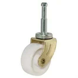 1-5/8-Inch White Caster with Brass-Finished Wood Stem – Compact Design (2-Pack)