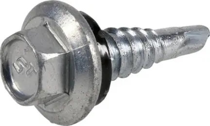 10-1 Roof Screw, Silver Finish, Self-Drilling, Polypropylene Pack (1 lb)