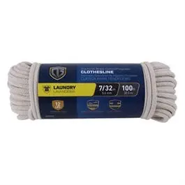 100-Foot 7/32-Inch Diamond-Braided Cotton Clothesline – Weather-Resistant