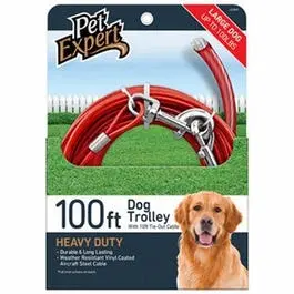 100-Foot Heavy-Weight Dog Trolley System – Overhead Run Line for Yards