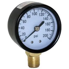 100-PSI Bottom-Mount Water Pressure Tank Gauge – 1/4-Inch NPT Thread