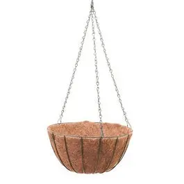 12-Inch Green Steel Growers Hanging Basket with Coconut Liner