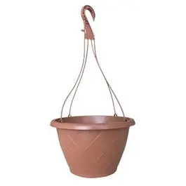 12-Inch Light Terra Cotta Plastic Hanging Basket with Saucer