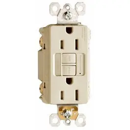 15-Amp GFCI Receptacle Featuring Night Light – Ivory
