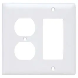 2-Gang Decorator and Duplex Wall Plate, White Nylon