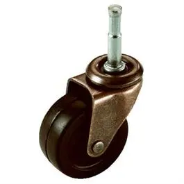 2-Inch Black Soft-Rubber Caster with Copper-Finished Wood Stem (2-Pack)