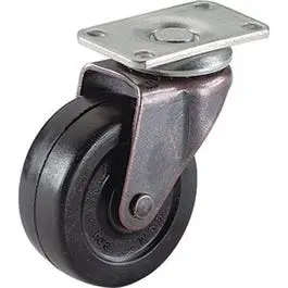 2-Inch Soft-Black Rubber Caster with Copper-Finished Plate Mount (2-Pack)