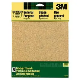 220-Grit Aluminum Oxide Sandpaper – 9 in x 11 in, 5-Sheet Pack
