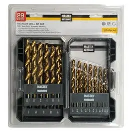 29-Piece Titanium-Coated Drill Bit Set – Full-Size Assortment