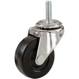 3-Inch Rubber Wheel Caster with Threaded Stem – Heavy-Duty Load Capacity