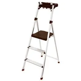 3-Step Aluminum Step Stool with Integrated Tray