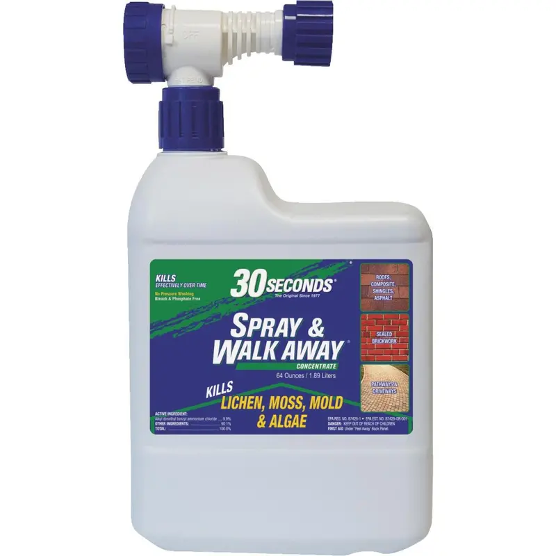 30 Seconds Spray & Walk Away Moss & Algae Killer – Ready-to-Use, 64 oz Hose-End Bottle