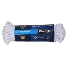 32-Strand Diamond-Braid Polypropylene Rope – 3/16-Inch × 50 Feet