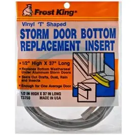 37″ Gray Vinyl Storm Door Bottom – T-Section Insert