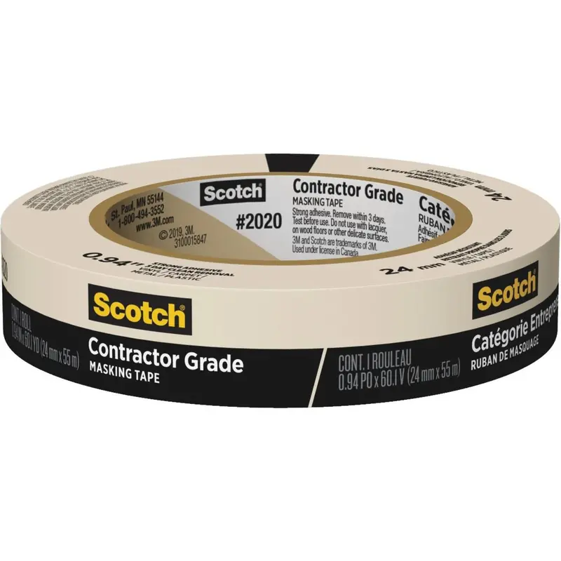 3M Scotch Contractor-Grade Masking Tape – 0.94″ x 60.1 Yd