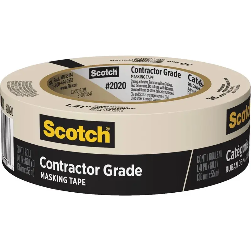 3M Scotch Contractor-Grade Masking Tape – 1.41″ x 60.1 Yd