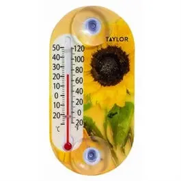 4-Inch Garden Flower-Themed Thermometer for Outdoor Use