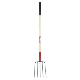 5-Tine Manure Fork – 4-Foot Ergonomic Handle for Farm & Garden Use