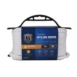 50-Foot 1/4-Inch Twisted White Nylon Rope – Compact Utility Cord