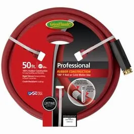 50-Foot Red Industrial Hot Water Rubber Hose, 5/8-Inch Diameter