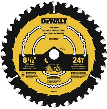 6-1/2-Inch 24-Tooth Black-and-Yellow Circular Saw Blade
