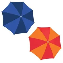 6-Foot Beach Umbrella with Orange and Blue Canopy – Portable Sun Shade