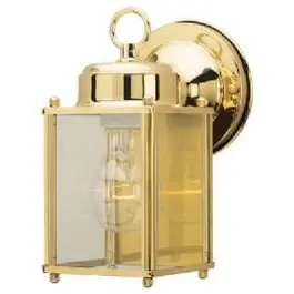 60-Watt Polished Brass Square Wall-Mount Lantern