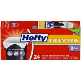 8-Gallon Medium-Duty Plastic Trash Bags with Drawstring Closures (24-Pack)