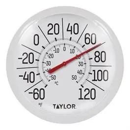 8-Inch White Outdoor Dial Thermometer with Weather-Resistant Face