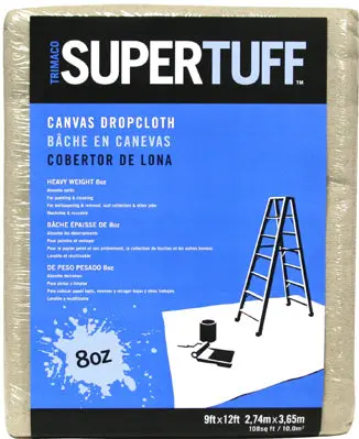 9 ft x 12 ft Heavy-Duty Canvas Drop Cloth for Painting and Renovations