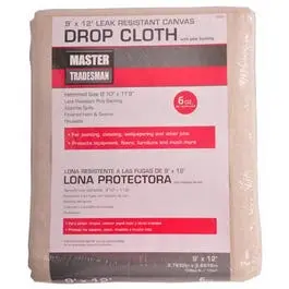9 ft x 12 ft Waterproof Canvas Drop Cloth with Polyethylene Backing