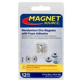Adhesive-Backed Neodymium Disc Magnets – 12-Pack