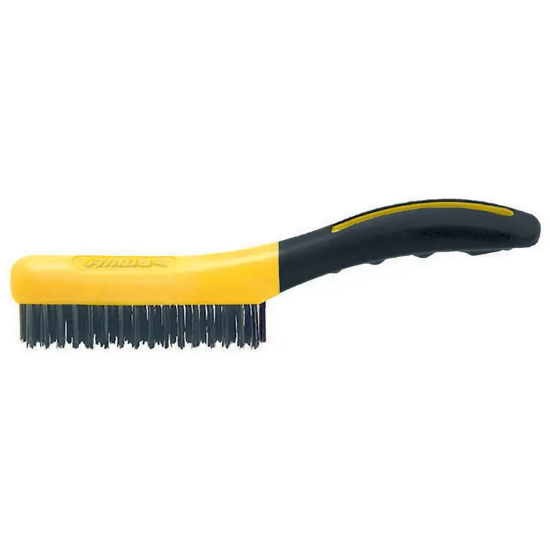 Allway 4×16 Carbon Steel Wire Brush – Soft-Grip Shoe Handle Design, Labeled