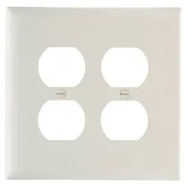 Almond Two-Gang Dual Duplex Outlet Wall Plate – Durable Nylon Design