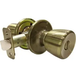 Antique Brass Tulip-Style Medium Knob Privacy Door Set