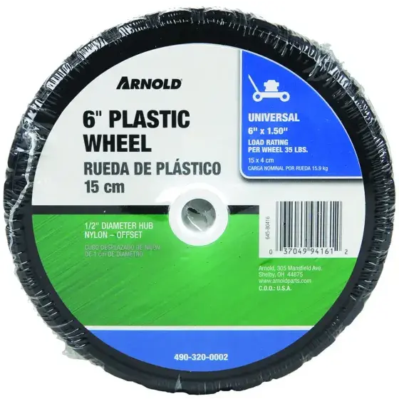 Arnold Plastic Universal Replacement Wheel – Durable Polypropylene Hub
