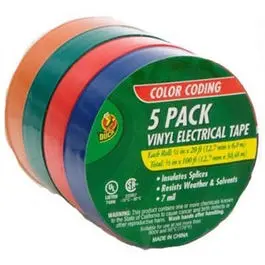 Assorted Color Vinyl Electrical Tape – Five 20-Foot Rolls
