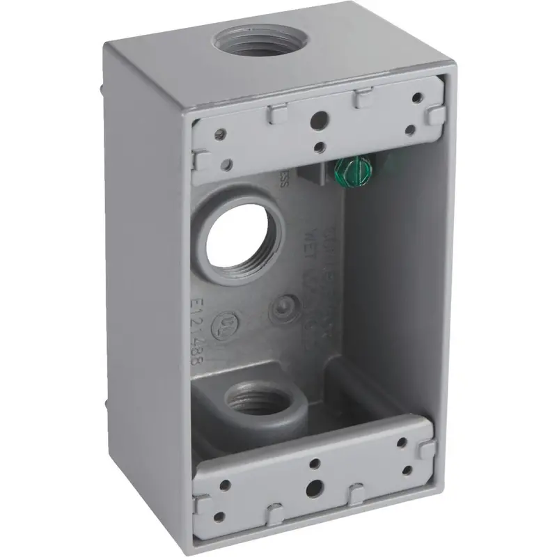Bell Single-Gang Aluminum Outdoor Outlet Box – Gray, 1/2-Inch, 3-Outlet