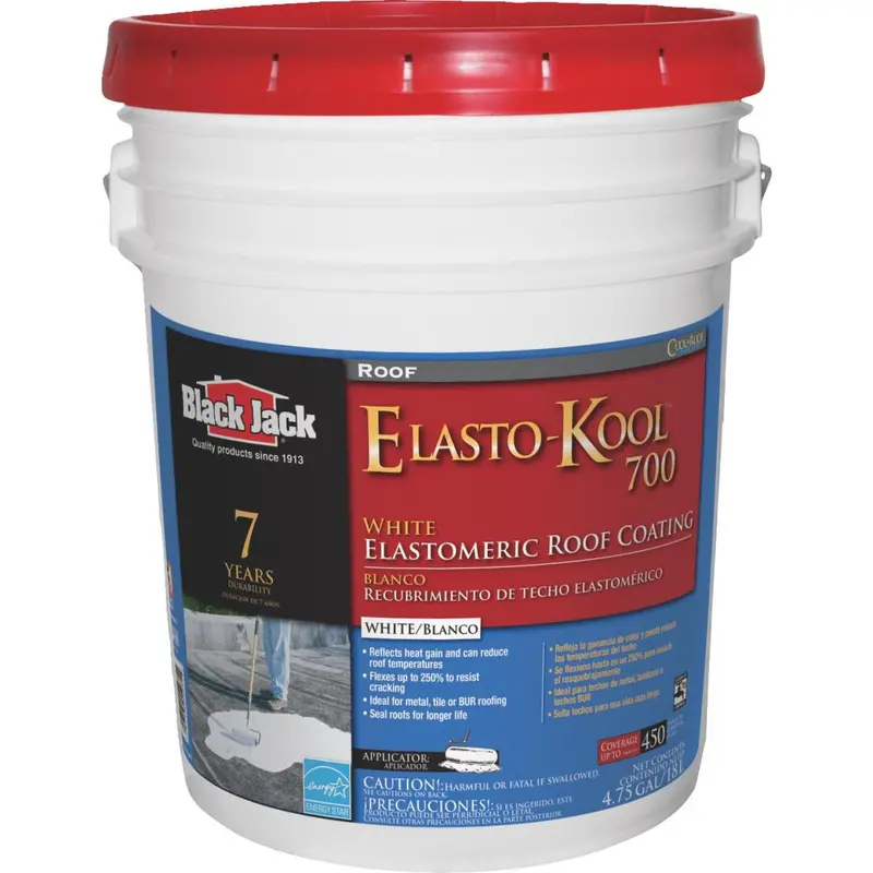 Black Jack Elasto-Kool 700 White Elastomeric Roof Coating – 5-Gallon Pail, 7-Year Durability