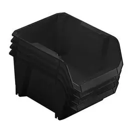 Black Polypropylene Storage Bin – #3 Size, 4-Pack