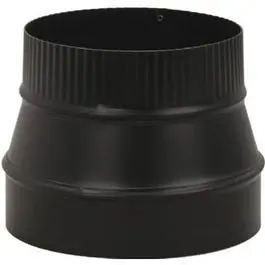 Black Stove Pipe Reducer – 24-Gauge Galvanized Steel, 6″ to 4″ Diameter Transition