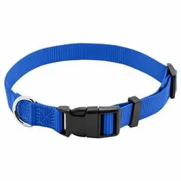 Blue Nylon Dog Collar with Secure Quadlock Closure – 3/4-Inch Width, Fits 14–20 Inch Necks