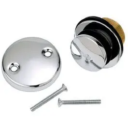 Brass-and-Chrome Toe-Style Bathtub Drain Conversion Kit with Mounting Bracket