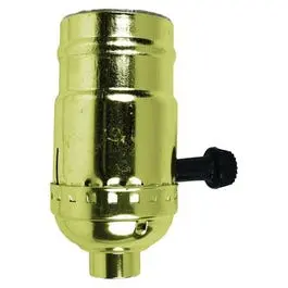 Brass On/Off Turn-Knob Lamp Socket – Medium Base, 250W/250V