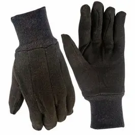 Brown Cotton Jersey Work Gloves – Men’s Size L