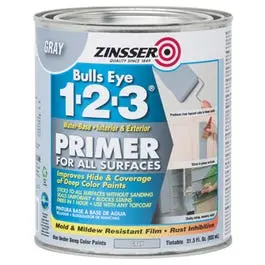 Bulls Eye 1-2-3 Water-Based Primer – Gray Quart Can