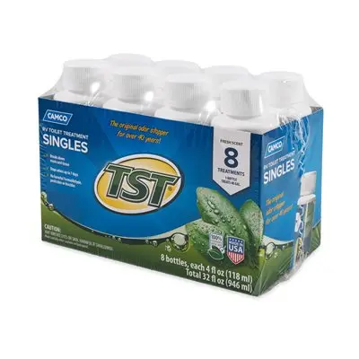 Camco TST Single-Use Septic Tank Treatment Packets (8 × 4 oz Bottles)