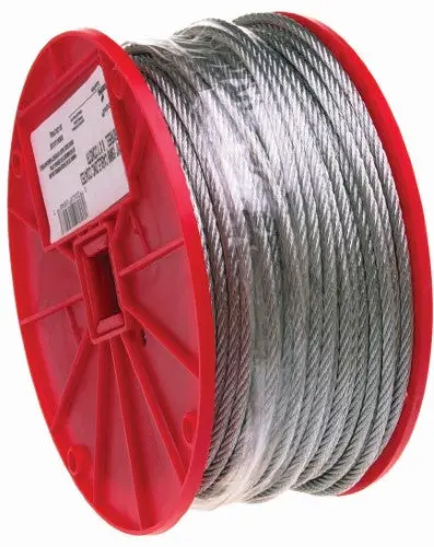 Campbell Galvanized 7×7 Wire Rope – 1/8-Inch × 500 Feet per Reel